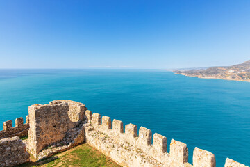 Scenic view from Inner Fortification of Alanya Castle in Southern Turkey.
