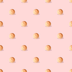 mousse cake on pink background, seamless pattern