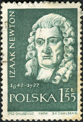 POLAND - CIRCA 1959: Stamp printed in Poland shows Isaac Newton