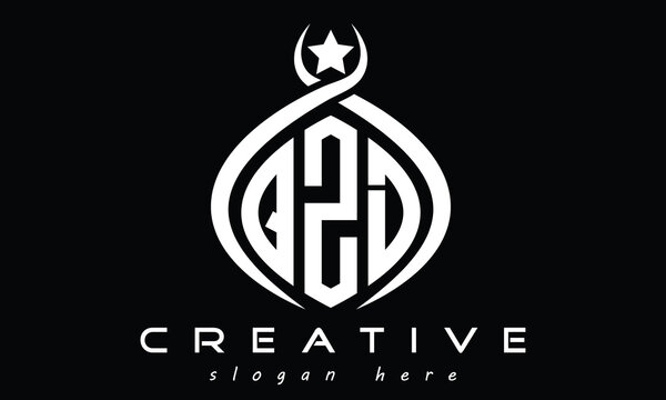 QZD curved oval three letters monogram initial geometric minimalist modern creative logo design vector