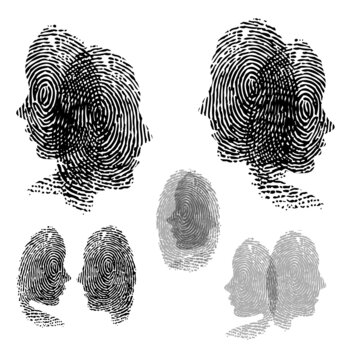 Fingerprint ID woman and man black patterns