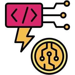 Flash loan attack icon, DeFi related vector illustration