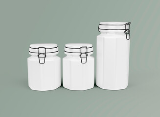 Front View of Hexagonal Jars