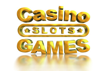 Casino slots Game Gold 3D letters isolated on a white background. For games on a smartphone and slot machines or casinos. Used for advertising or as a call to action. 3D illustration