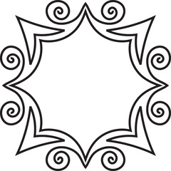 Vintage frame with curves, black abstract element