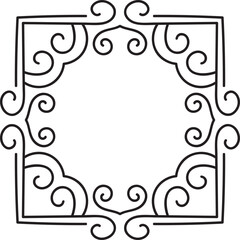 Retro abstract frame, elegant element with curves
