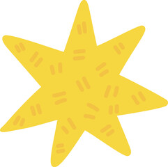 Doodle star element, yellow isolated illustration