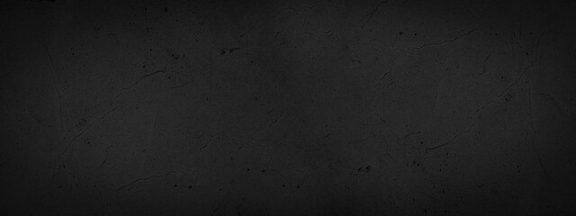 Black anthracite dark gray grey grunge old aged retro vintage stone concrete cement blackboard chalkboard wall floor texture, with cracks - Abstract background banner panorama pattern design template