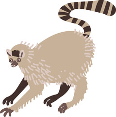 Ring-tailed Lemur Strepsirrhine Primate as Wild African Animal Living in Savannah © topvectors