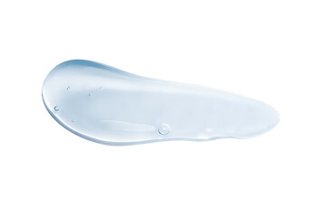 Cream gel gray blue transparent cosmetic sample texture with bubbles isolated on white background	