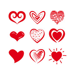 Bundle of hearts love set icons design vector