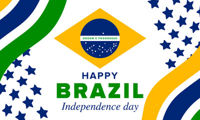 Brazil Independence Day. Happy national holiday. Freedom day. Celebrate annual in September 7. Brazil flag. Patriotic brazilian design. Poster, card, banner, template, background. Vector illustration
