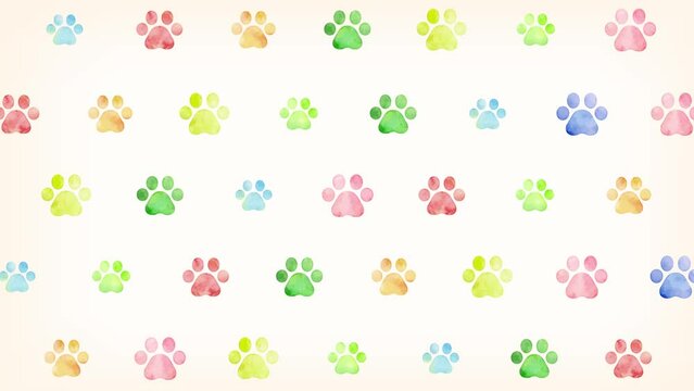 肉球イラストのパターン背景（6秒ループ）