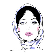 illustration portrait female lips eyes fashion
