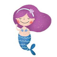 little mermaid with violet hair 