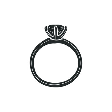 Ring Icon Silhouette Illustration. Diamond Jewel Luxury Vector Graphic Pictogram Symbol Clip Art. Doodle Sketch Black Sign.