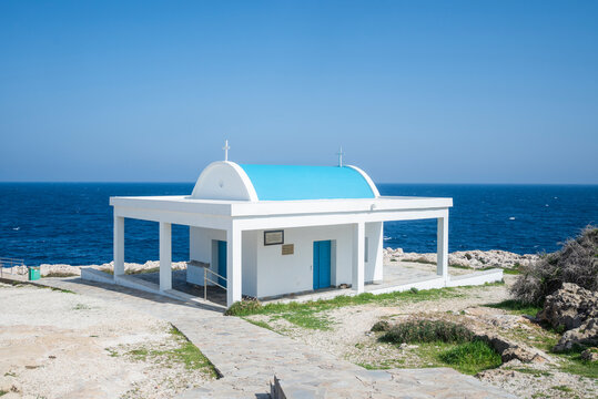 Agioi Anargyroi church kape greek on the seashore in ayia napa in cyprus