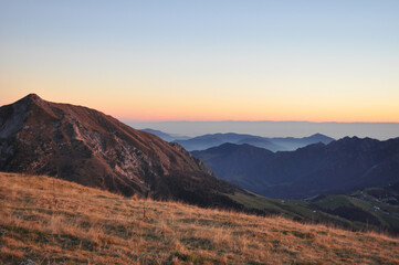 Fototapeta na wymiar Sunset on the Alps. Bergamo, Italy