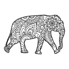 Elephant mandala coloring page for kids
