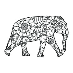Elephant mandala coloring page for kids