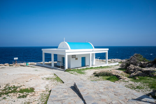 Agioi Anargyroi church kape greek on the seashore in ayia napa in cyprus