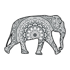 Elephant mandala coloring page for kids