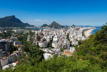Obraz premium Aerial View of Ipanema and Leblon Neighborhoods and the Beach in Rio de Janeiro, Brazil
