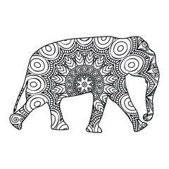 Elephant mandala coloring page for kids