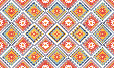 Ethnic tribal seamless pattern. Traditional design for background, wallpaper, paper, packaging, fabric, clothing, gift wrapping, carpet, tile, decoration, vector illustration, embroidery style.