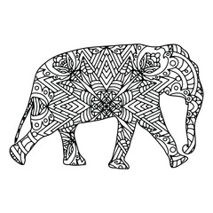 Elephant mandala coloring page for kids