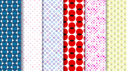 Polka dots, dotted pattern set. Colorful repeatable patterns