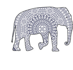 Elephant mandala coloring page for kids