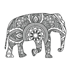 Elephant mandala coloring page for kids