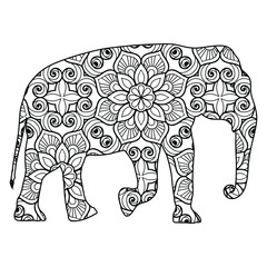 Elephant mandala coloring page for kids