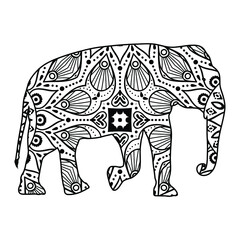 Elephant mandala coloring page for kids