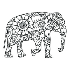 Elephant mandala coloring page for kids