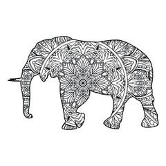 Elephant mandala coloring page for kids