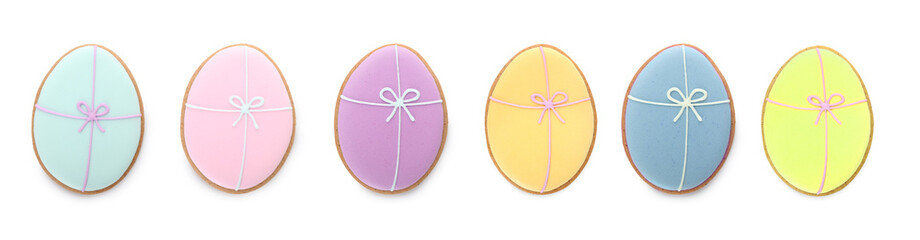 Set of Easter cookies in shape of eggs isolated on white