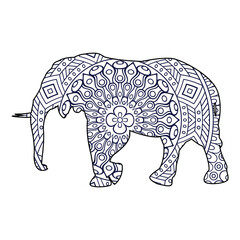 Elephant mandala coloring page for kids