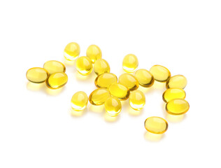 Gel pills on white background