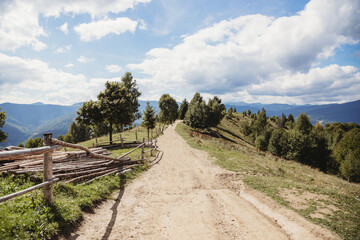 Picturesque landscape with path in The Carpathians