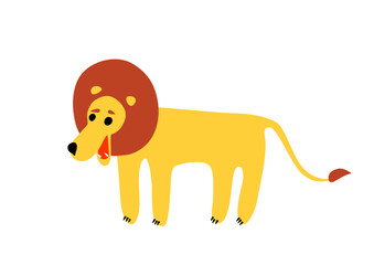 Lion roars - vector drawing in children's style.