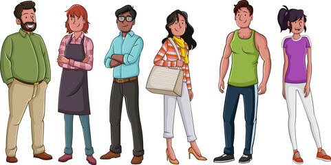 Group of cartoon business people standing- 492027509
