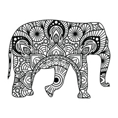 Naklejka premium Elephant mandala coloring page for kids