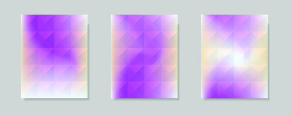 Fototapeta na wymiar collection of abstract purple white color gradient vector cover backgrounds. Triangle pattern design with crystal shape style. for business brochure backgrounds, cards, wallpapers, posters .