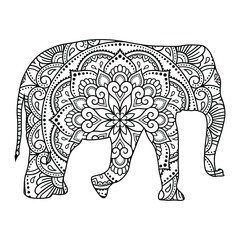Elephant mandala coloring page for kids