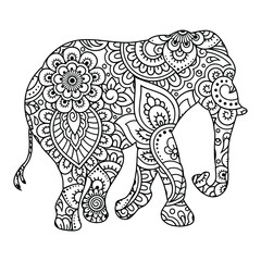 Elephant mandala coloring page for kids