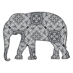 Elephant mandala coloring page for kids