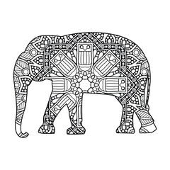 Elephant mandala coloring page for kids