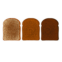 Hand drawn vector of toasted bread levels isolated on white background.